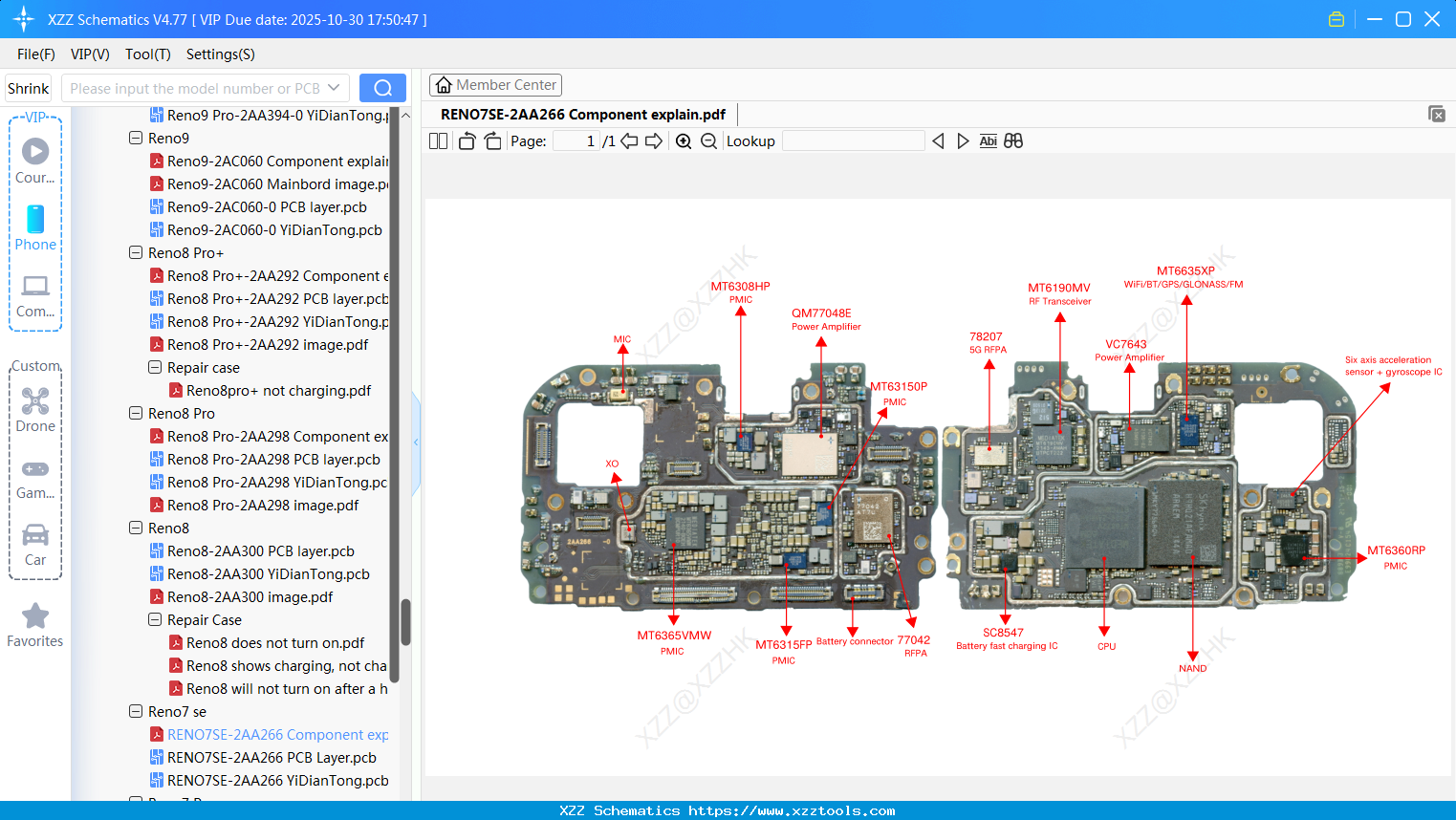 OPPO RENO7SE-2AA266 Component Explain